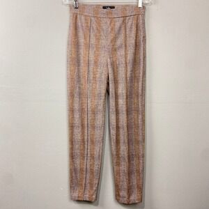 Lulus Plaid Pants Sz S‎ Neutral Tweedy Flannel Tailored Trousers Academia Preppy
